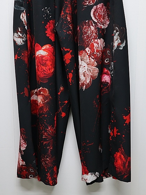 (ͽ���ʡ�5��6������ͽ��/kiryuyrik������奦����奦/Black Flora Gabardine Wide Tuck Slacks/Black