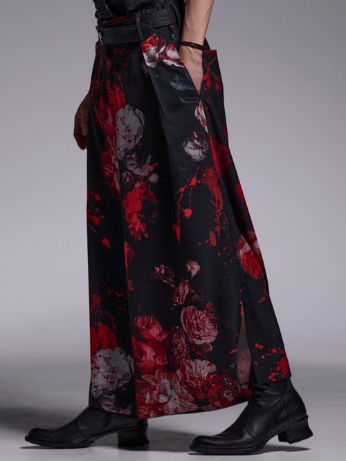 (ͽ���ʡ�5��6������ͽ��/kiryuyrik������奦����奦/Black Flora Gabardine Wide Tuck Slacks/Black