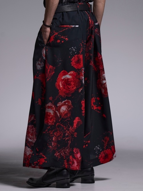 (ͽ���ʡ�5��6������ͽ��/kiryuyrik������奦����奦/Black Flora Gabardine Wide Tuck Slacks/Black