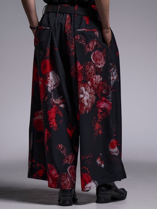 (ͽ���ʡ�5��6������ͽ��/kiryuyrik������奦����奦/Black Flora Gabardine Wide Tuck Slacks/Black