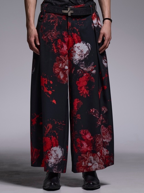 (ͽ���ʡ�5��6������ͽ��/kiryuyrik������奦����奦/Black Flora Gabardine Wide Tuck Slacks/Black