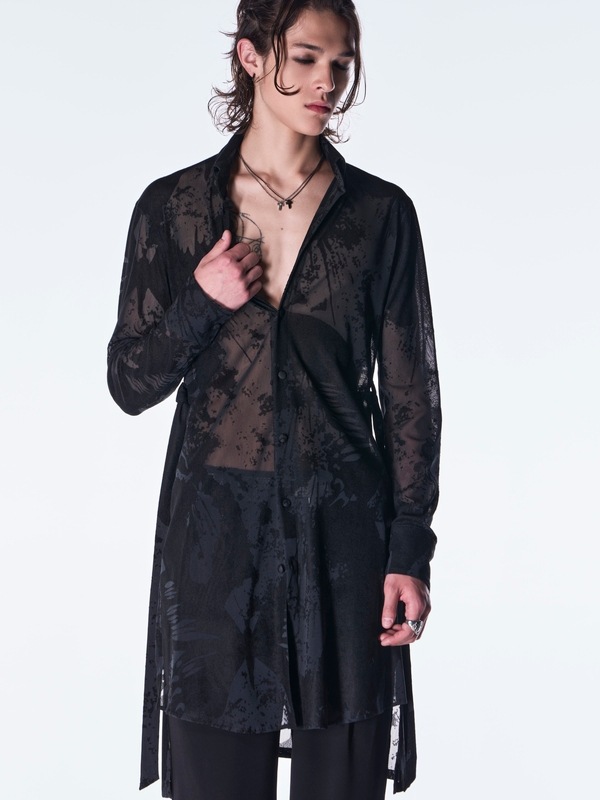 (ͽ���ʡ�9������10������ͽ��/kiryuyrik������奦����奦/Opal Mesh Flare Shirt/Black