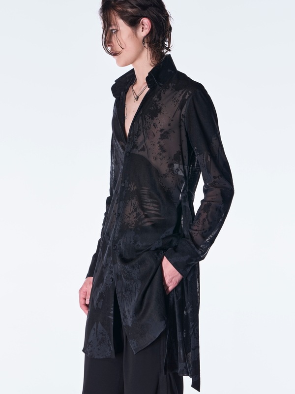 (ͽ���ʡ�9������10������ͽ��/kiryuyrik������奦����奦/Opal Mesh Flare Shirt/Black