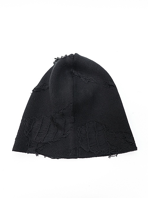 �㴰���nude:masahiko maruyama ���̡���:�ޥ��ҥ��ޥ���/7GG Laddering Jacquard DAMAGE Knit CAP/Black