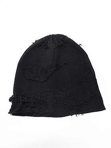 �㴰���nude:masahiko maruyama ���̡���:�ޥ��ҥ��ޥ���/7GG Laddering Jacquard DAMAGE Knit CAP/Black