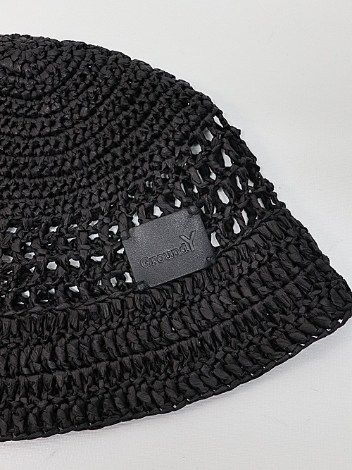 Ground Y�����饦��ɥ磻/PAPER YARN CROCHET HAT/BLACK