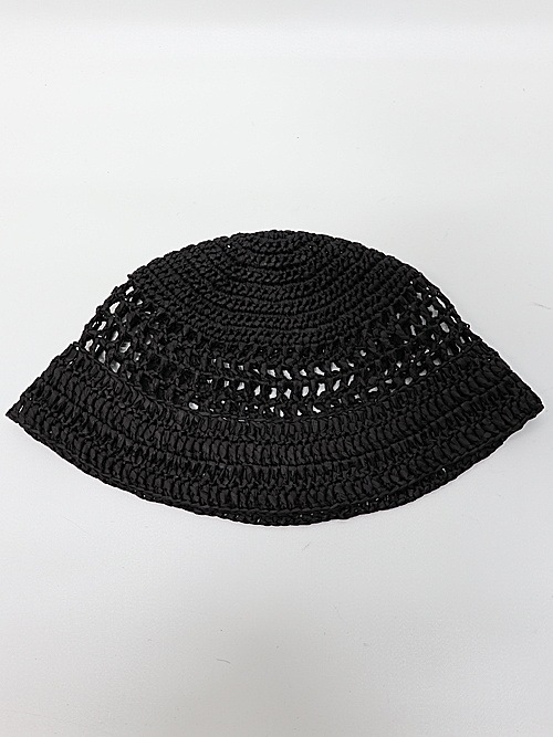 Ground Y�����饦��ɥ磻/PAPER YARN CROCHET HAT/BLACK