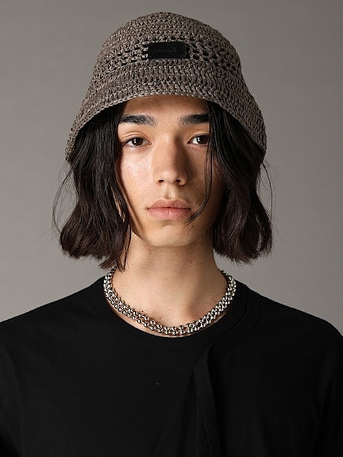 Ground Y�����饦��ɥ磻/PAPER YARN CROCHET HAT/BLACK