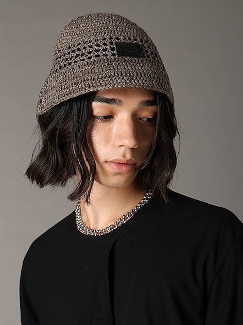 Ground Y�����饦��ɥ磻/PAPER YARN CROCHET HAT/BLACK