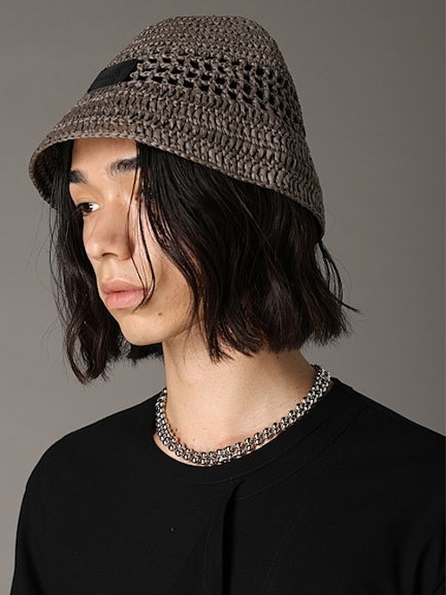 Ground Y�����饦��ɥ磻/PAPER YARN CROCHET HAT/BLACK