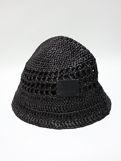 Ground Y�����饦��ɥ磻/PAPER YARN CROCHET HAT/BLACK