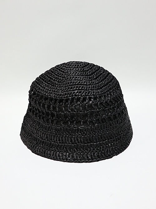 Ground Y�����饦��ɥ磻/PAPER YARN CROCHET HAT/BLACK