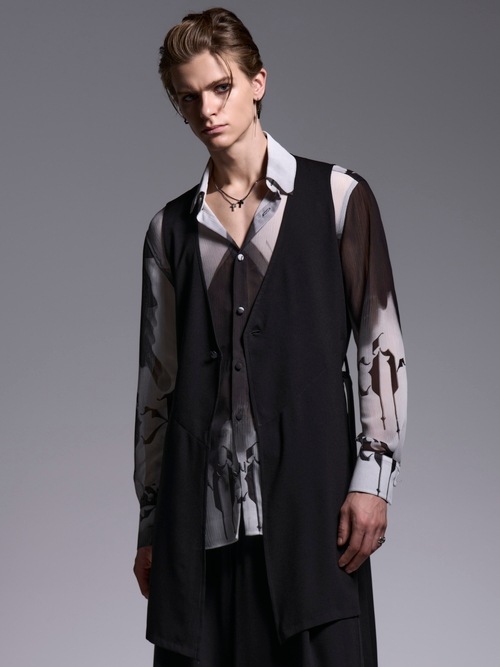 (ͽ���ʡ�5��6������ͽ��/kiryuyrik������奦����奦/Crape Long Flare Vest/Black