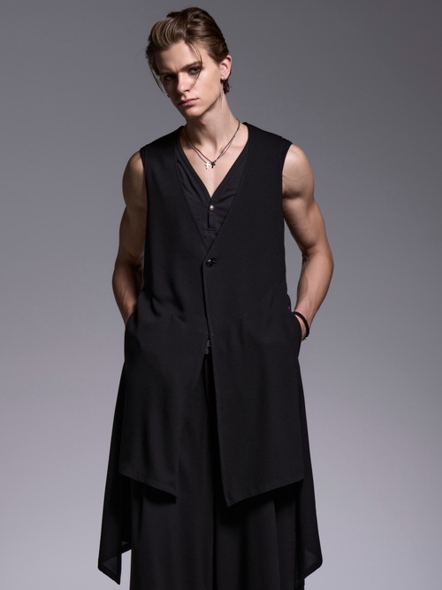 (ͽ���ʡ�5��6������ͽ��/kiryuyrik������奦����奦/Crape Long Flare Vest/Black