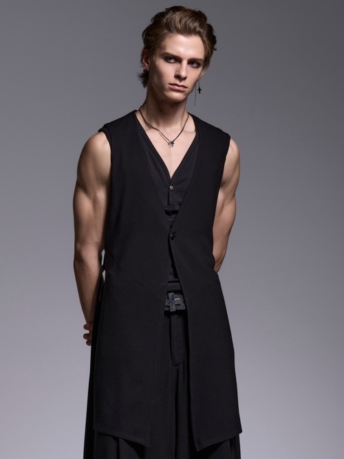 (ͽ���ʡ�5��6������ͽ��/kiryuyrik������奦����奦/Crape Long Flare Vest/Black