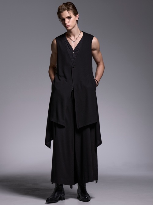 (ͽ���ʡ�5��6������ͽ��/kiryuyrik������奦����奦/Crape Long Flare Vest/Black