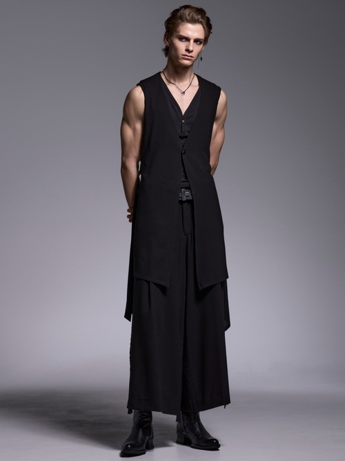 (ͽ���ʡ�5��6������ͽ��/kiryuyrik������奦����奦/Crape Long Flare Vest/Black