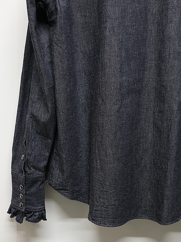 LAD MUSICIAN����å� �ߥ塼�������/6.5oz DENIM FRILL SHIRT/INDIGO ONE WASH