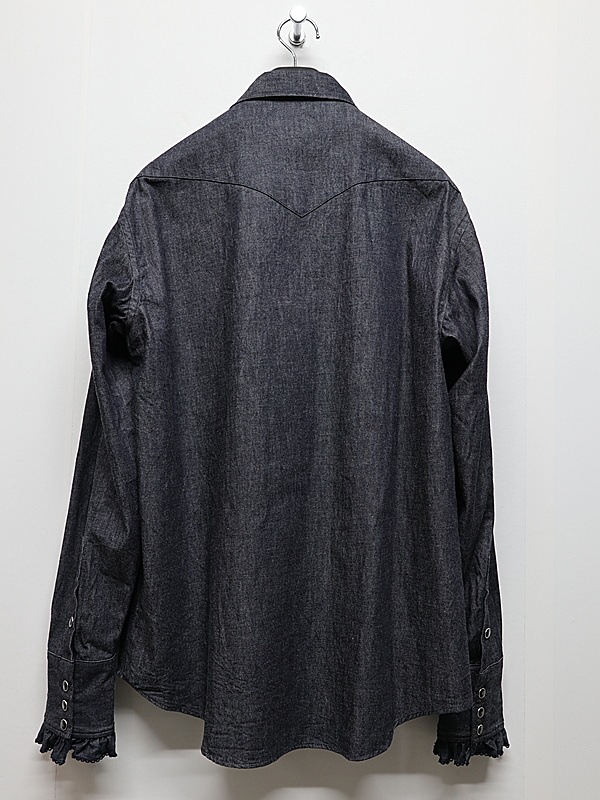 LAD MUSICIAN����å� �ߥ塼�������/6.5oz DENIM FRILL SHIRT/INDIGO ONE WASH