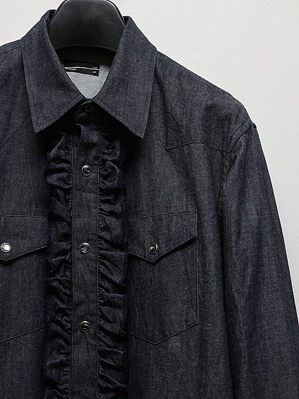 LAD MUSICIAN����å� �ߥ塼�������/6.5oz DENIM FRILL SHIRT/INDIGO ONE WASH