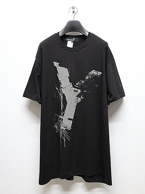 Ground Y�����饦��ɥ磻/20/cotton jesey Logo/BLACK