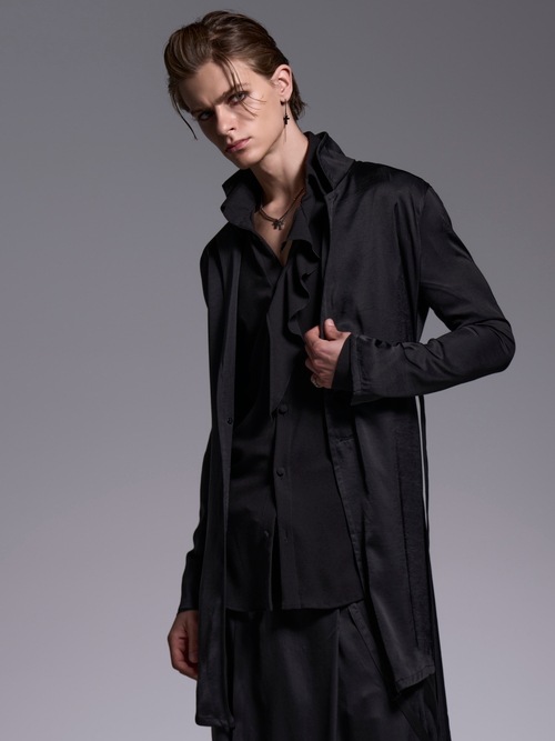 (ͽ���ʡ�5��6������ͽ��/kiryuyrik������奦����奦/Crape Lace Up Single Frill Shirts/Black