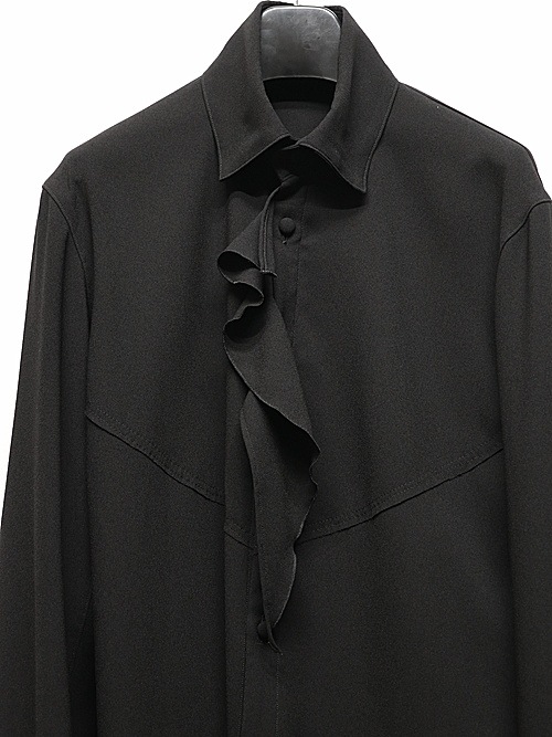 (ͽ���ʡ�5��6������ͽ��/kiryuyrik������奦����奦/Crape Lace Up Single Frill Shirts/Black