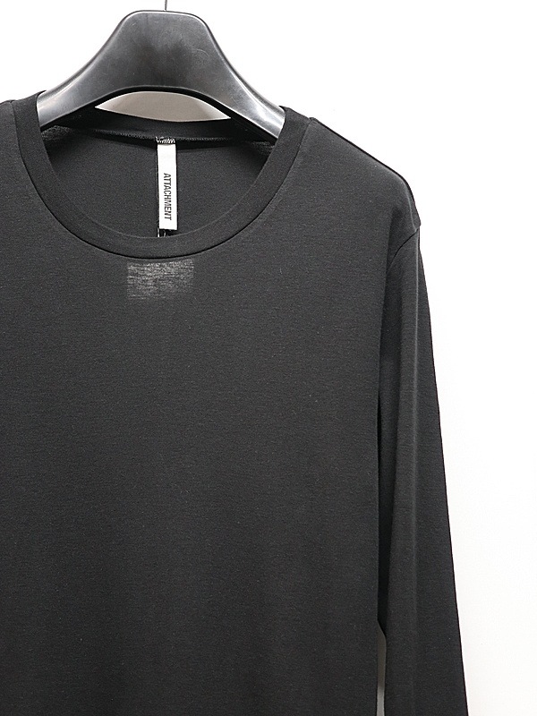 ATTACHMENT�������å�����/BRUSHED YARN SMOOTH SLIM FIT L/S TEE/BLACK