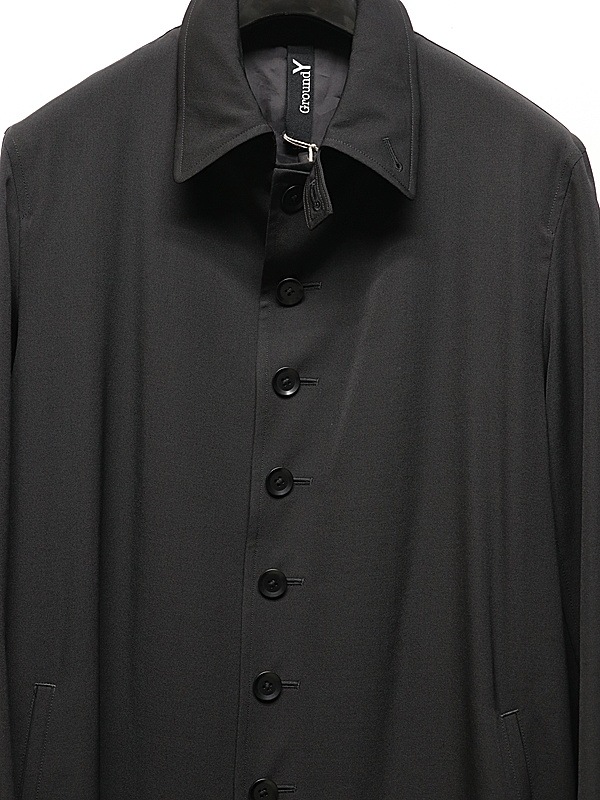 Ground Y�����饦��ɥ磻/W/GABARDINE 8 BUTTON COAT/BLACK