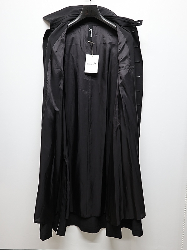 Ground Y�����饦��ɥ磻/W/GABARDINE 8 BUTTON COAT/BLACK