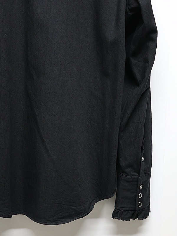 LAD MUSICIAN����å� �ߥ塼�������/6.5oz DENIM FRILL SHIRT/BLACK ONE WASH