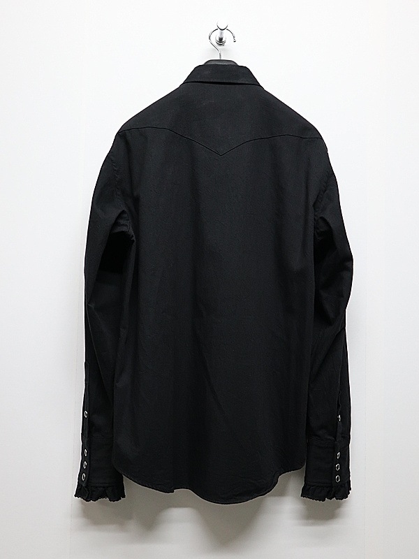 LAD MUSICIAN����å� �ߥ塼�������/6.5oz DENIM FRILL SHIRT/BLACK ONE WASH