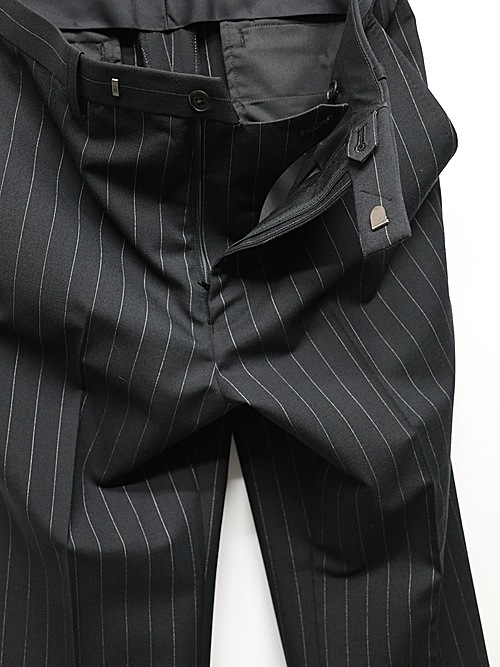 LAD MUSICIANå ߥ塼/W/G PINSTRIPE SLIM FLARE SLACKS/BLACKSPACE WHITE