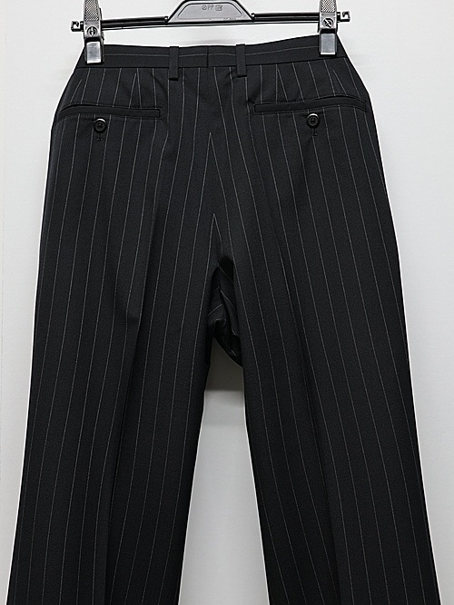 LAD MUSICIANå ߥ塼/W/G PINSTRIPE SLIM FLARE SLACKS/BLACKSPACE WHITE