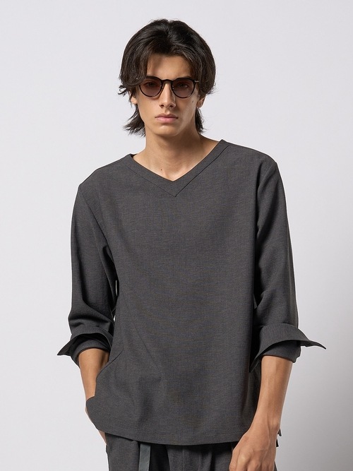 (ͽ���ʡ�3��4������ͽ��/wjk�����֥른��������/boat V-neck pullover shirt/charcoal