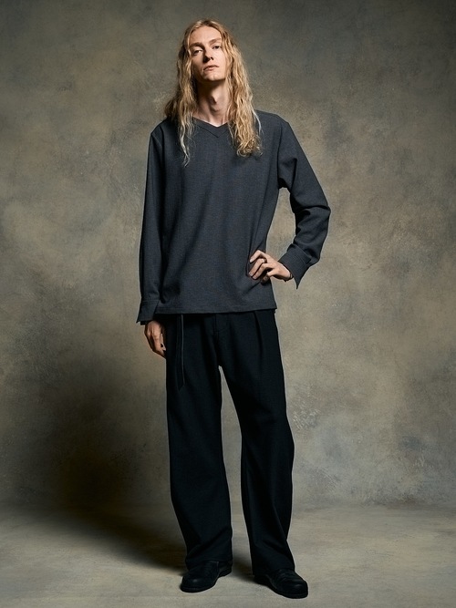 (ͽ���ʡ�3��4������ͽ��/wjk�����֥른��������/boat V-neck pullover shirt/charcoal