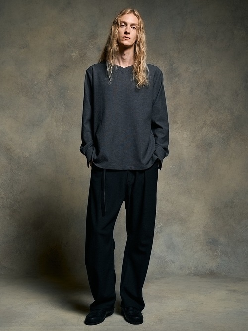 (ͽ���ʡ�3��4������ͽ��/wjk�����֥른��������/boat V-neck pullover shirt/charcoal