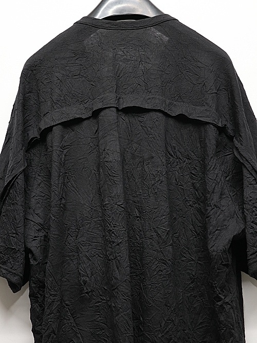 Ground Y�����饦��ɥ磻/CATCH WASHER WRINKLE JERSEY FRONT RAGLAN SLIT SHORT SLEEVED T/BLACK