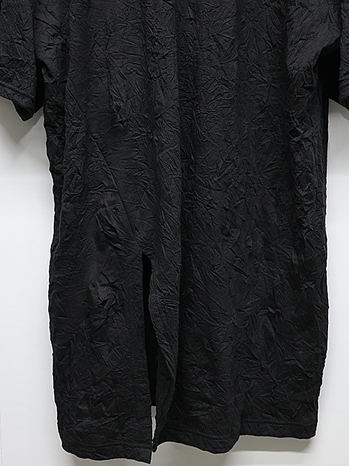 Ground Y�����饦��ɥ磻/CATCH WASHER WRINKLE JERSEY FRONT RAGLAN SLIT SHORT SLEEVED T/BLACK