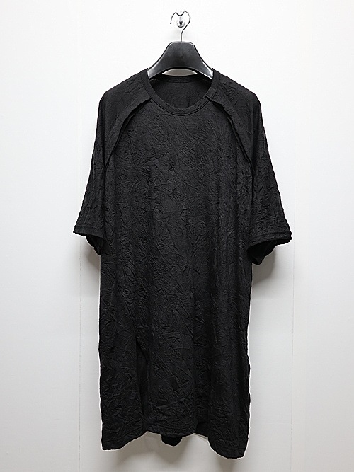 Ground Y�����饦��ɥ磻/CATCH WASHER WRINKLE JERSEY FRONT RAGLAN SLIT SHORT SLEEVED T/BLACK