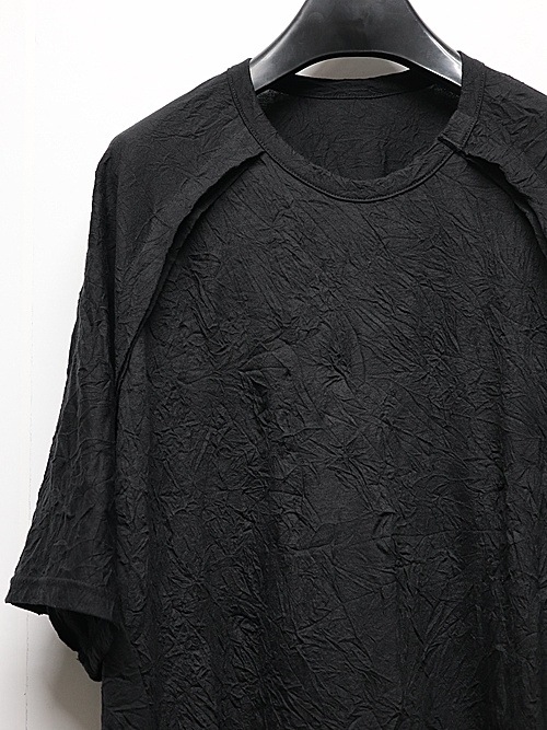 Ground Y�����饦��ɥ磻/CATCH WASHER WRINKLE JERSEY FRONT RAGLAN SLIT SHORT SLEEVED T/BLACK