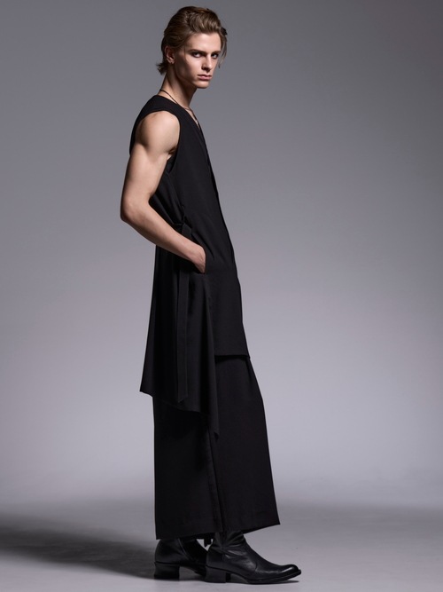 (ͽ���ʡ�5��6������ͽ��/kiryuyrik������奦����奦/Crape Sharring Wide Tuck Slacks/Black