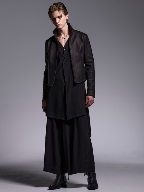 (ͽ���ʡ�5��6������ͽ��/kiryuyrik������奦����奦/Crape Sharring Wide Tuck Slacks/Black