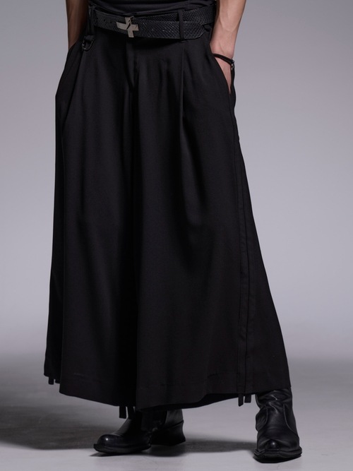 (ͽ���ʡ�5��6������ͽ��/kiryuyrik������奦����奦/Crape Sharring Wide Tuck Slacks/Black