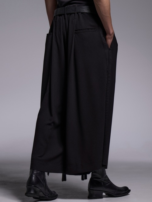 (ͽ���ʡ�5��6������ͽ��/kiryuyrik������奦����奦/Crape Sharring Wide Tuck Slacks/Black