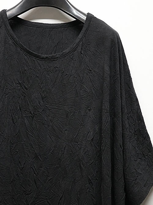 Ground Y�����饦��ɥ磻/CATHC WASHER WRINKLE JERSEY SIDE BUTTON SHORT SLEEVED T-SHIRT/BLACK