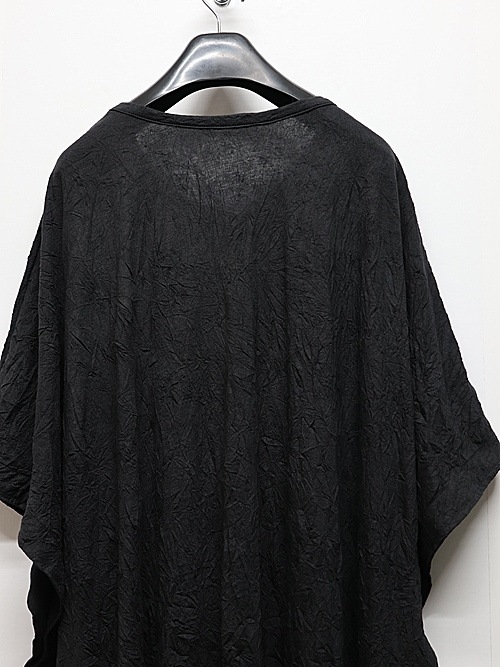 Ground Y�����饦��ɥ磻/CATHC WASHER WRINKLE JERSEY SIDE BUTTON SHORT SLEEVED T-SHIRT/BLACK