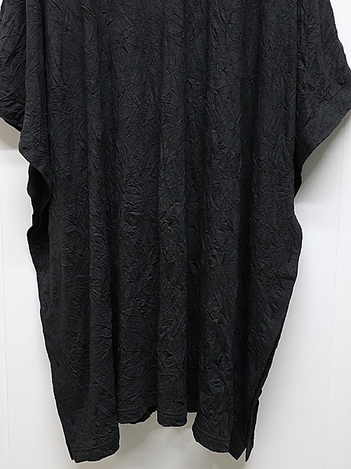 Ground Y�����饦��ɥ磻/CATHC WASHER WRINKLE JERSEY SIDE BUTTON SHORT SLEEVED T-SHIRT/BLACK