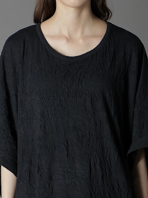 Ground Y�����饦��ɥ磻/CATHC WASHER WRINKLE JERSEY SIDE BUTTON SHORT SLEEVED T-SHIRT/BLACK