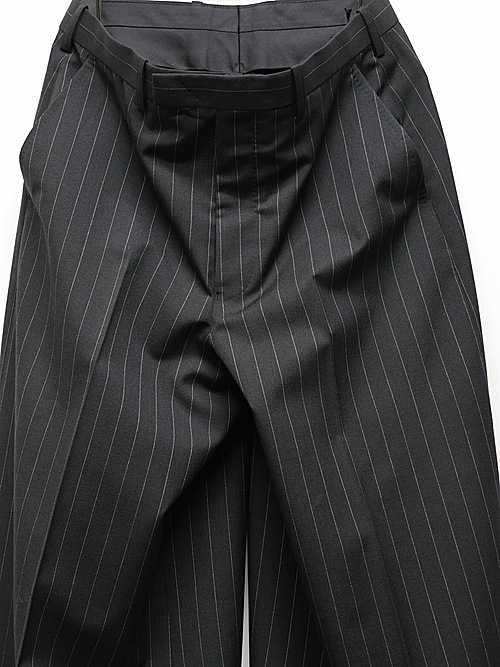 �㴰���LAD MUSICIAN����å� �ߥ塼�������/W/G PINSTRIPE WIDE FLARE SLACKS/BLACK��SPACE WHITE